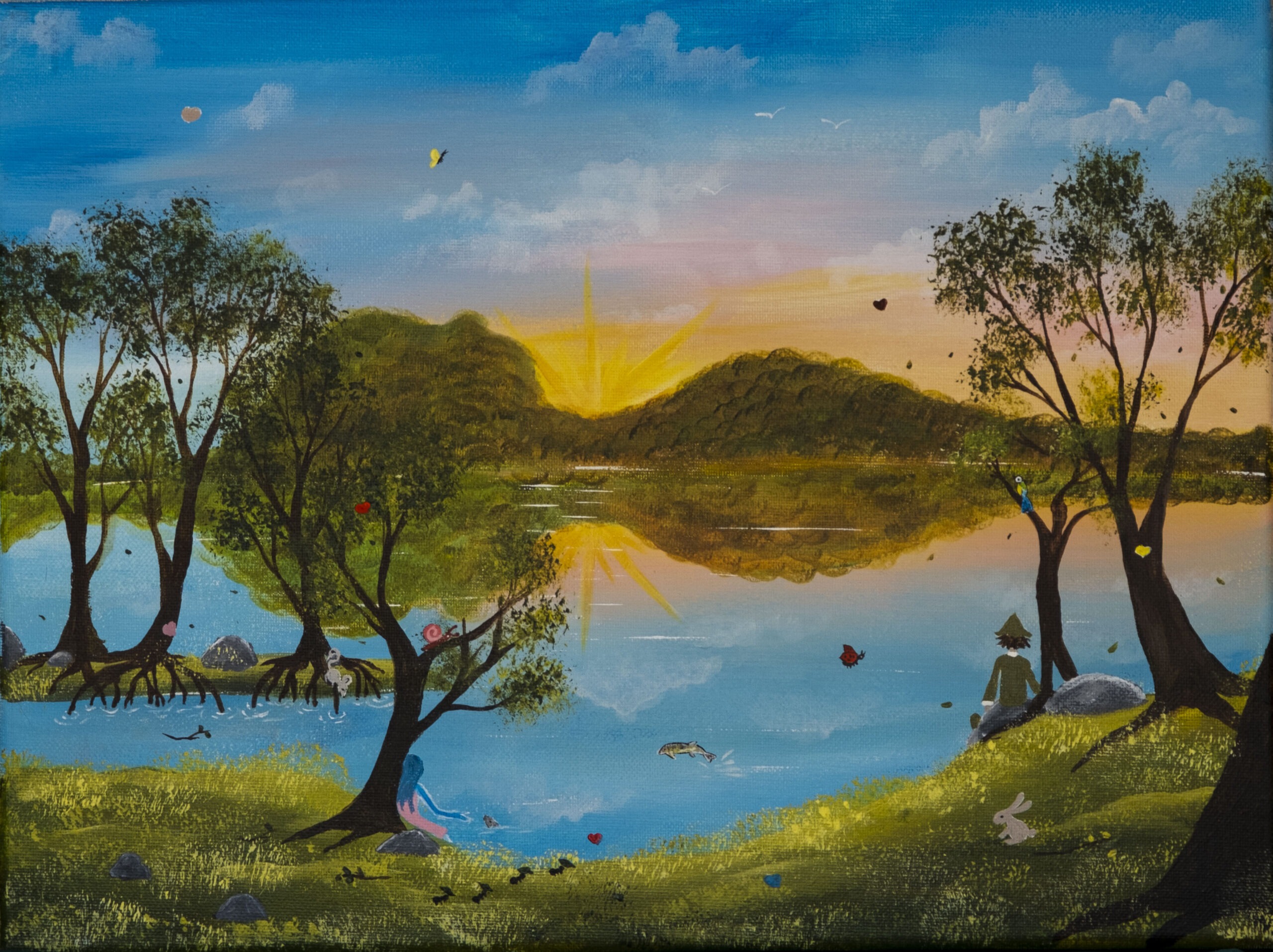 "Promenade au Bord du Lac" : Peinture Acrylique – Image 2