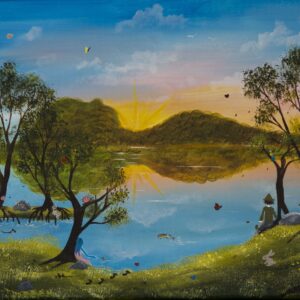 "Promenade au Bord du Lac" : Peinture Acrylique